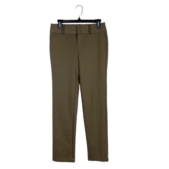 Michael Kors Olive Green Dress Pants Flat Front Cropped Stretch Career Size 4 - Picture 2 of 6